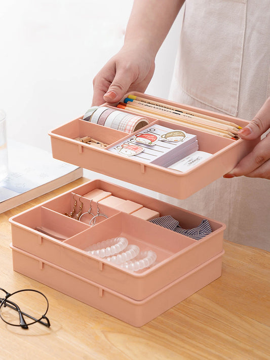 1Pcs Desk Drawer Organizer Stackable Multi-cell Storage Box Tray Dressing Table Jewelry Makeup Organizer For Home Office Peaceful Pleasures Health and Wellness