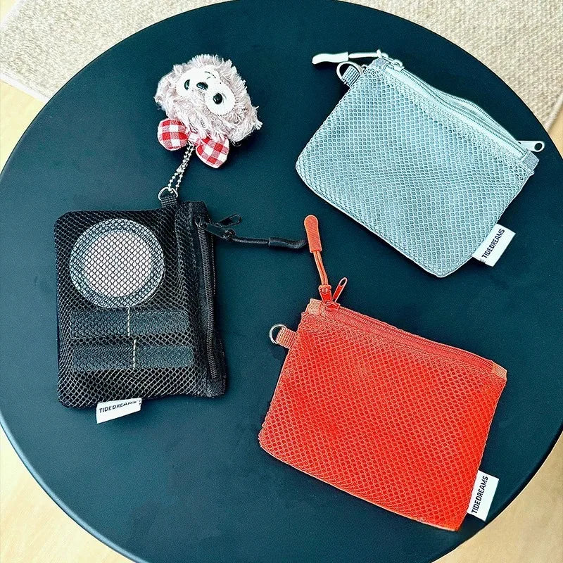 Mesh Cosmetic Bag Portable Storage Pouch Zipper Lightweight Sundries