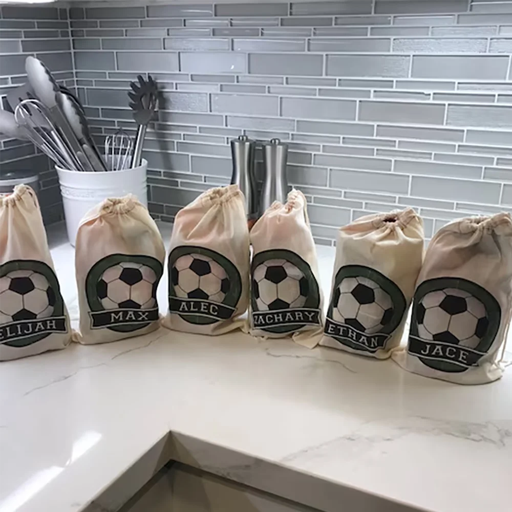Personalized Soccer Party Favor Canvas Bags | Birthday & Shower