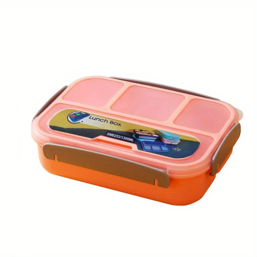 1PC Four grid plastic lunch box 1300ML,student office lunch box,Sealed Leak Proof And Easy To Clean Student Bento Box Peaceful Pleasures Health and Wellness Pink 4 1|1300ml