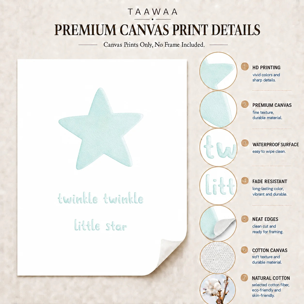 Nordic Nursery Canvas Wall Art | Moon Star Cloud Kids' Decor Nursery Canvas Print Peaceful Pleasures Health and Wellness