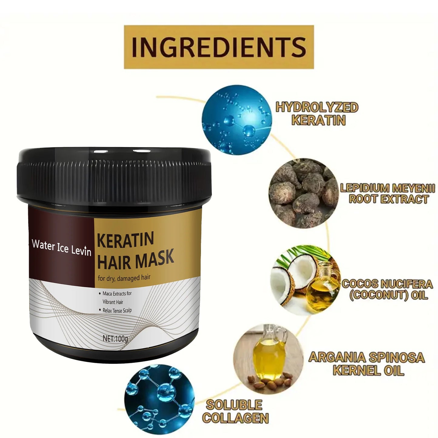 Keratin Hair Mask – Smoothing, Frizz Control & Nourishing | 100g