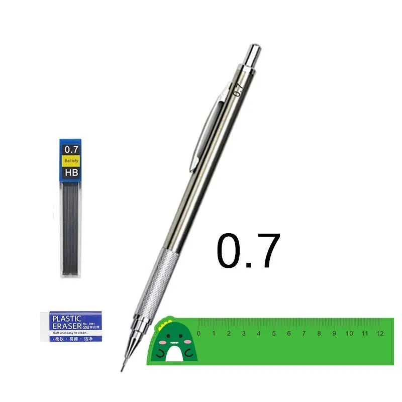 Metal Mechanical Pencil Set 0.5 0.7 0.9 1.3 2.0mm Art Drawing Painting Automatic Pencil with Leads Office School Supplies Peaceful Pleasures Health and Wellness 0.7mm set