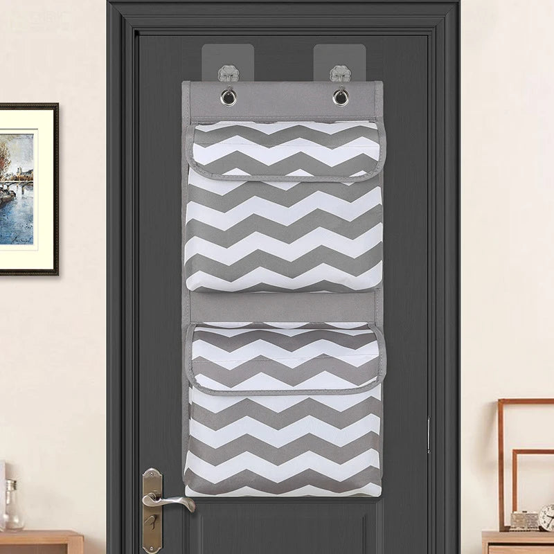 Oxford Cloth Wall Hanging Storage Bag – 2 Pockets & Lids
