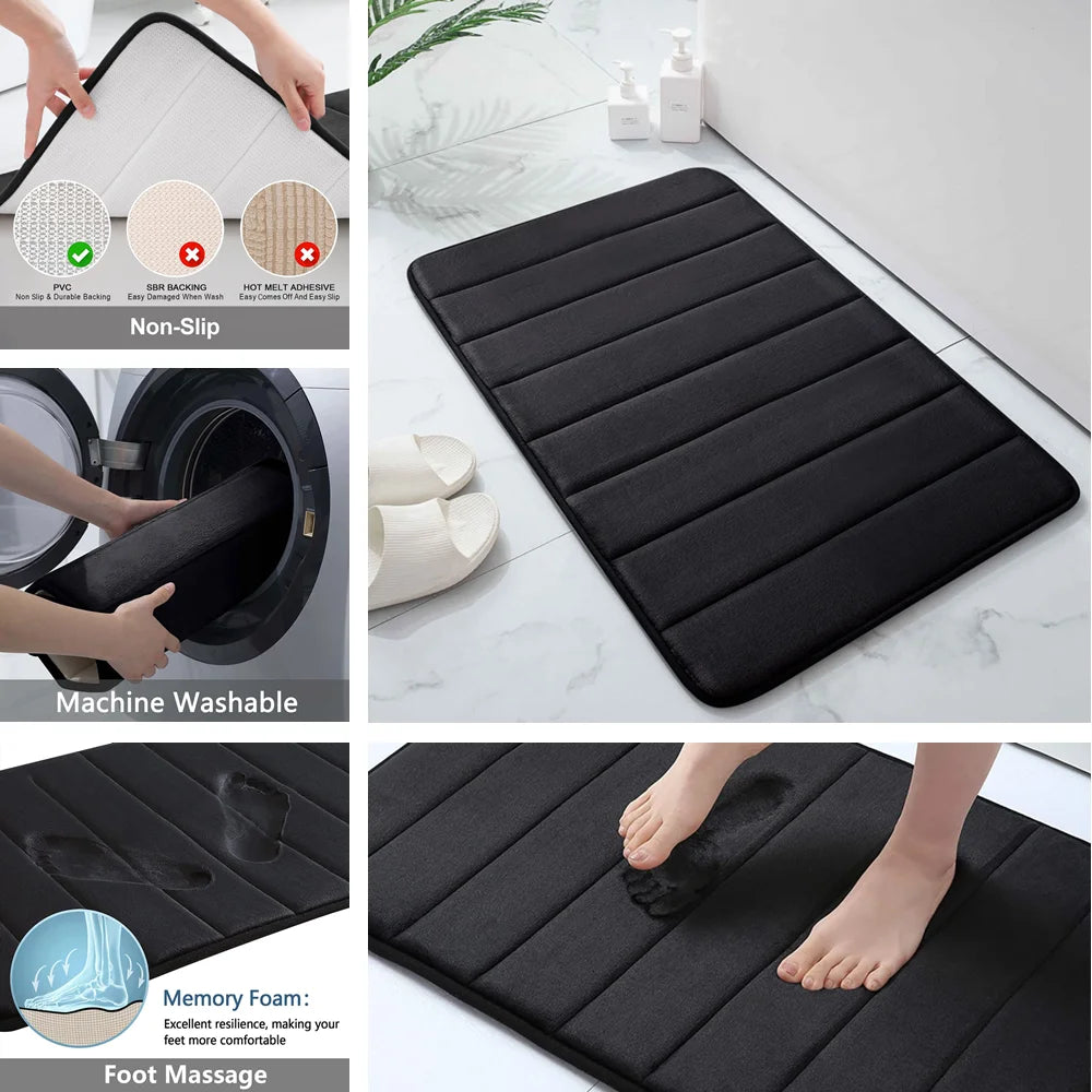 Memory Foam Bath Mat – Non-Slip Super Absorbent Bathroom Rug
