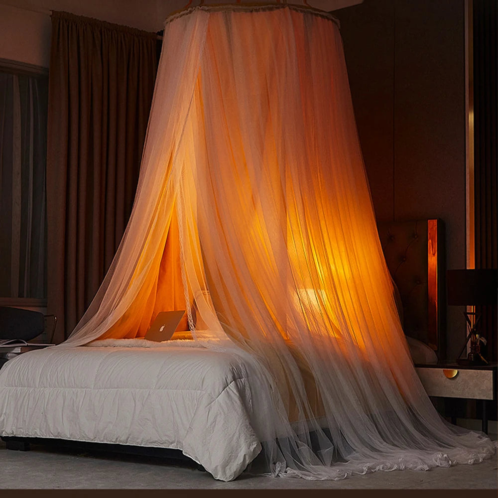 Battilo Bed Canopy for Kids Double Layer Mosquito Net Round Dome Hanging Castle Play Tent Canopy Bed Curtain Children Room Decor Peaceful Pleasures Health and Wellness