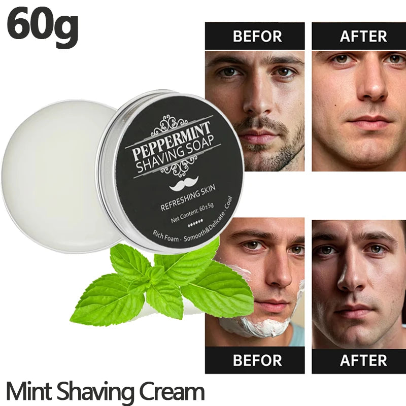 2026 Hot Sale！60g Mint Shaving Cream for A Comfortable Shave Nourishes and Protects Skin Shaving Soap Keep Face Freshness Peaceful Pleasures Health and Wellness