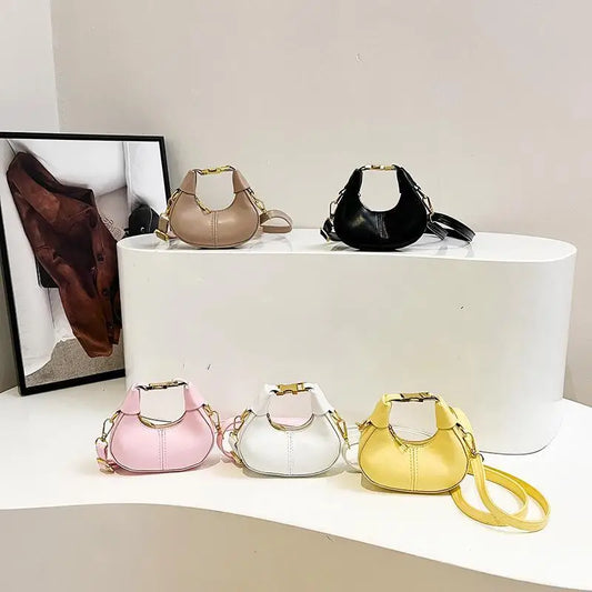 Women's Mini PU Leather Crossbody Bucket Bag | Gold Hardware Mini Crossbody Bag Oasis Select