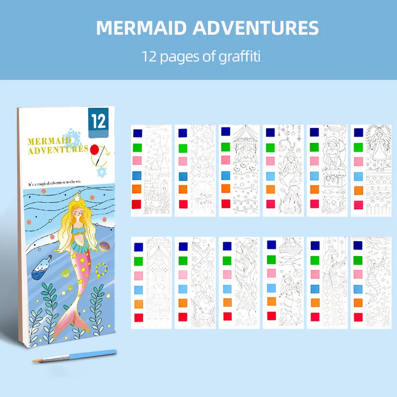Bview Art Magic Water-activated Coloring Book Kids Reusable Gouache