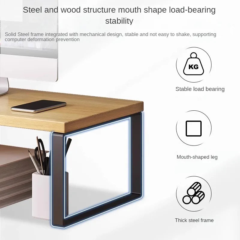 Wood Monitor Riser Shelf & Desk Organizer Stand 30/40/50cm