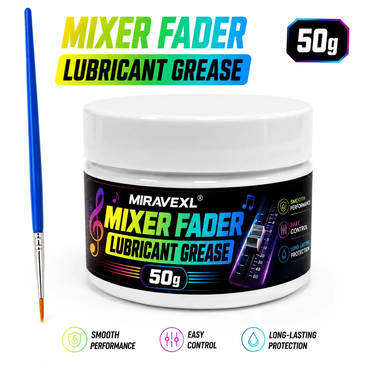MIRAVEXL 50g Mixer Fader Grease & Brush | DJ Audio Lubricant