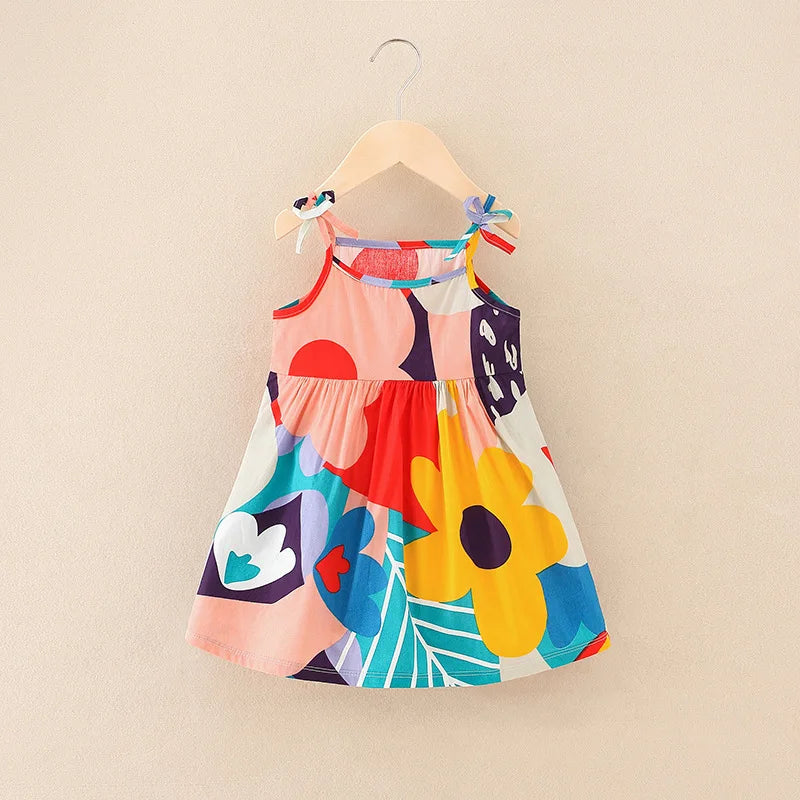 Girls Sleeveless Floral Sundress | Summer Beach Princess Dress