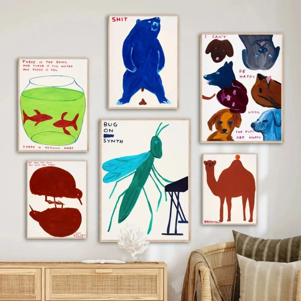 David Shrigley Nordic Animal Canvas Wall Art Print | Unframed Canvas Wall Art Print Peaceful Pleasures Health and Wellness
