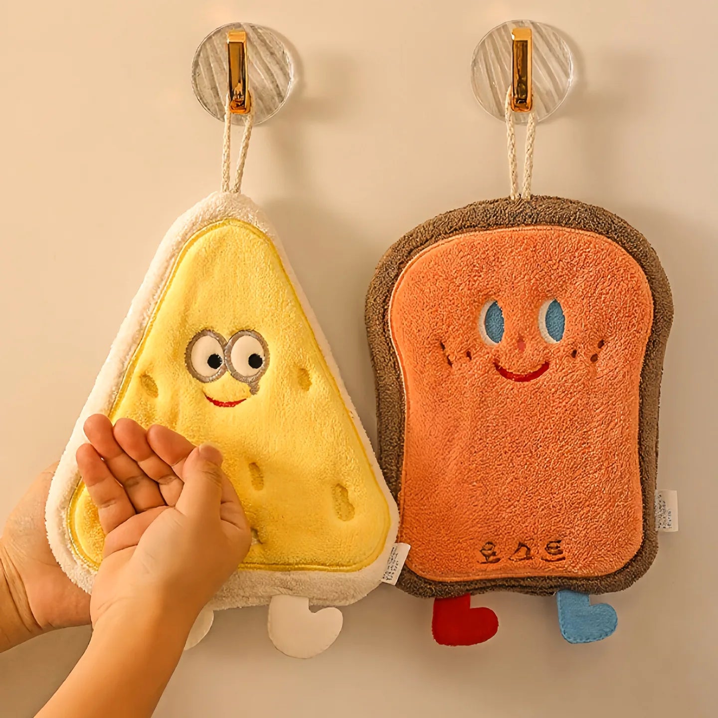 Cute Cartoon Hand Towel with Hanging Loop | Quick-Dry Kitchen & Bath