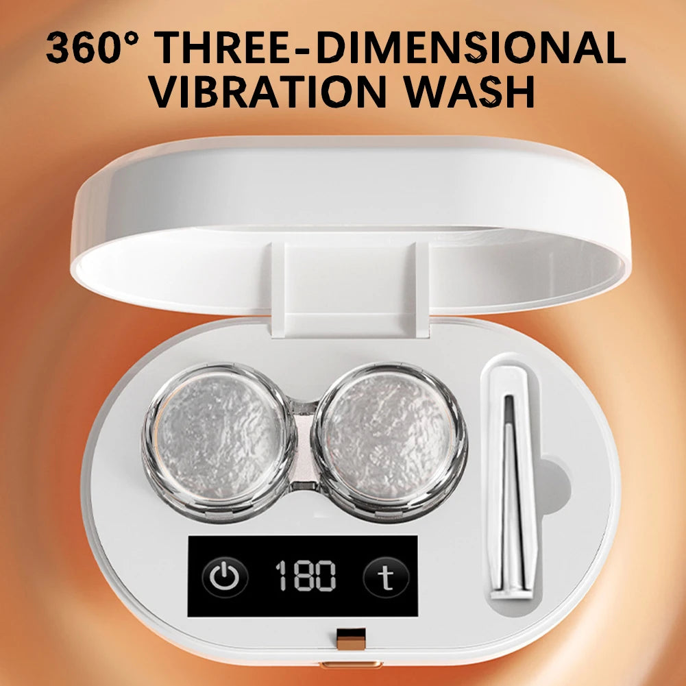 Ultrasonic Contact Lens Cleaner – 360° Vibration, 3 Modes