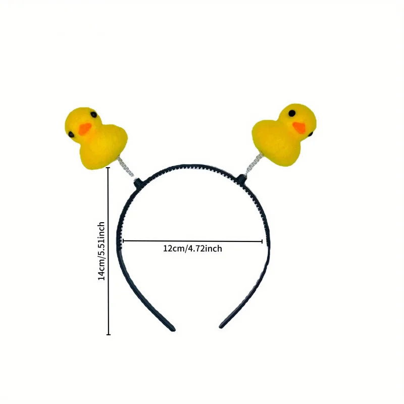 2pcs Yellow Duck Hair Clips - Cute Plastic Duckling Headbands with Black Elastic Bands, Peaceful Pleasures Health and Wellness