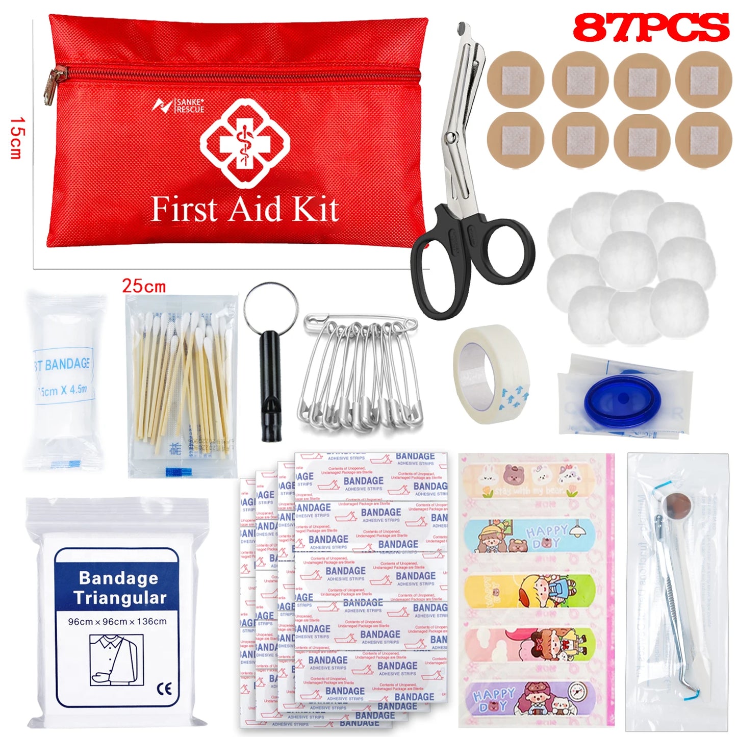 26-330 Piece First Aid Kit All-Purpose Tactical Emergency Kit In The Car Military Acessories Survival Kits Camping Medical Bag Peaceful Pleasures Health and Wellness 87 pcs