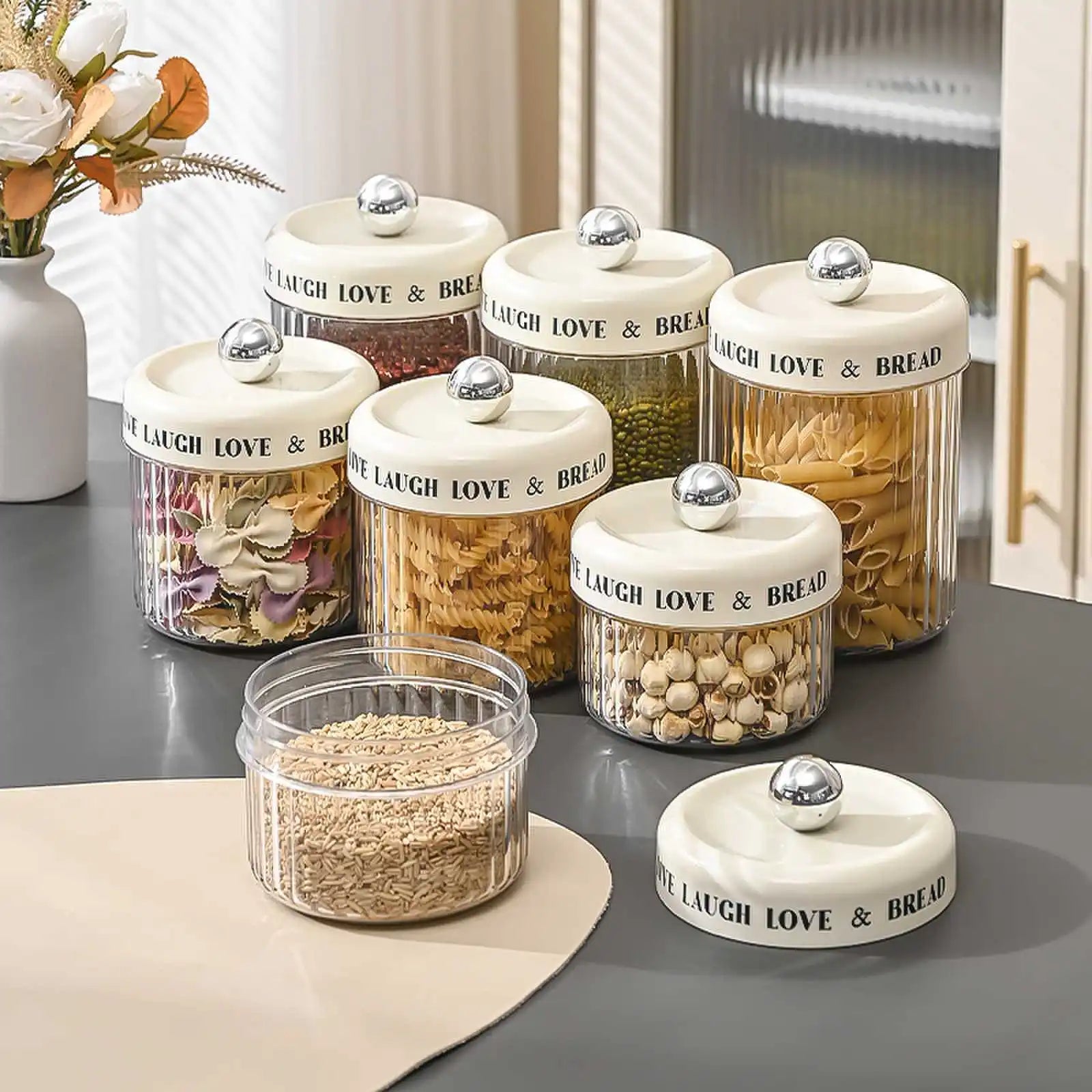 Airtight Food Storage Containers - BPA-Free Kitchen Canisters for Grains/Dry Goods with Moisture-Proof Seal & Stackable Design Peaceful Pleasures Health and Wellness