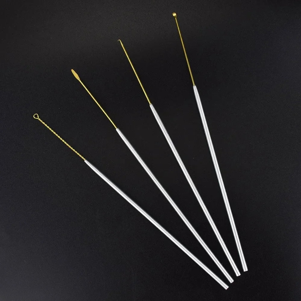 Ear Wax Removal Tool Kit for Kids and Adults, Set of 4pcs, Copper Stainless Steel Ear Wax Pick Curette Earpick Cleaner, Home Use Peaceful Pleasures Health and Wellness black