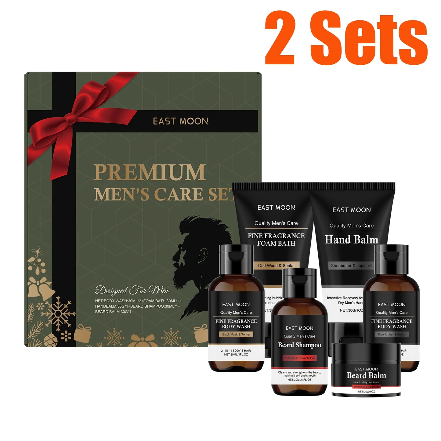 Men's 5-in-1 Grooming Gift Set – Beard, Body & Hand Care