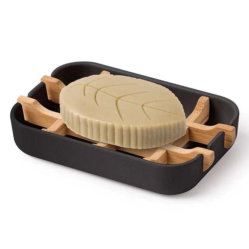 Bamboo wooden soap dish, bathroom soap rack, shower soap rack, sink deck, bathtub, shower tray Peaceful Pleasures Health and Wellness Black
