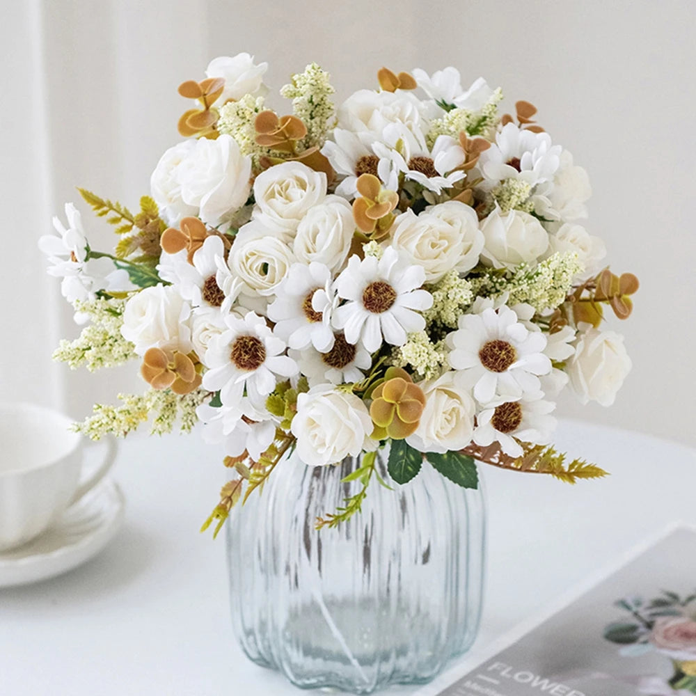 Silk Artificial Rose Bouquet | Wedding & Home Decor (1-3 pcs)