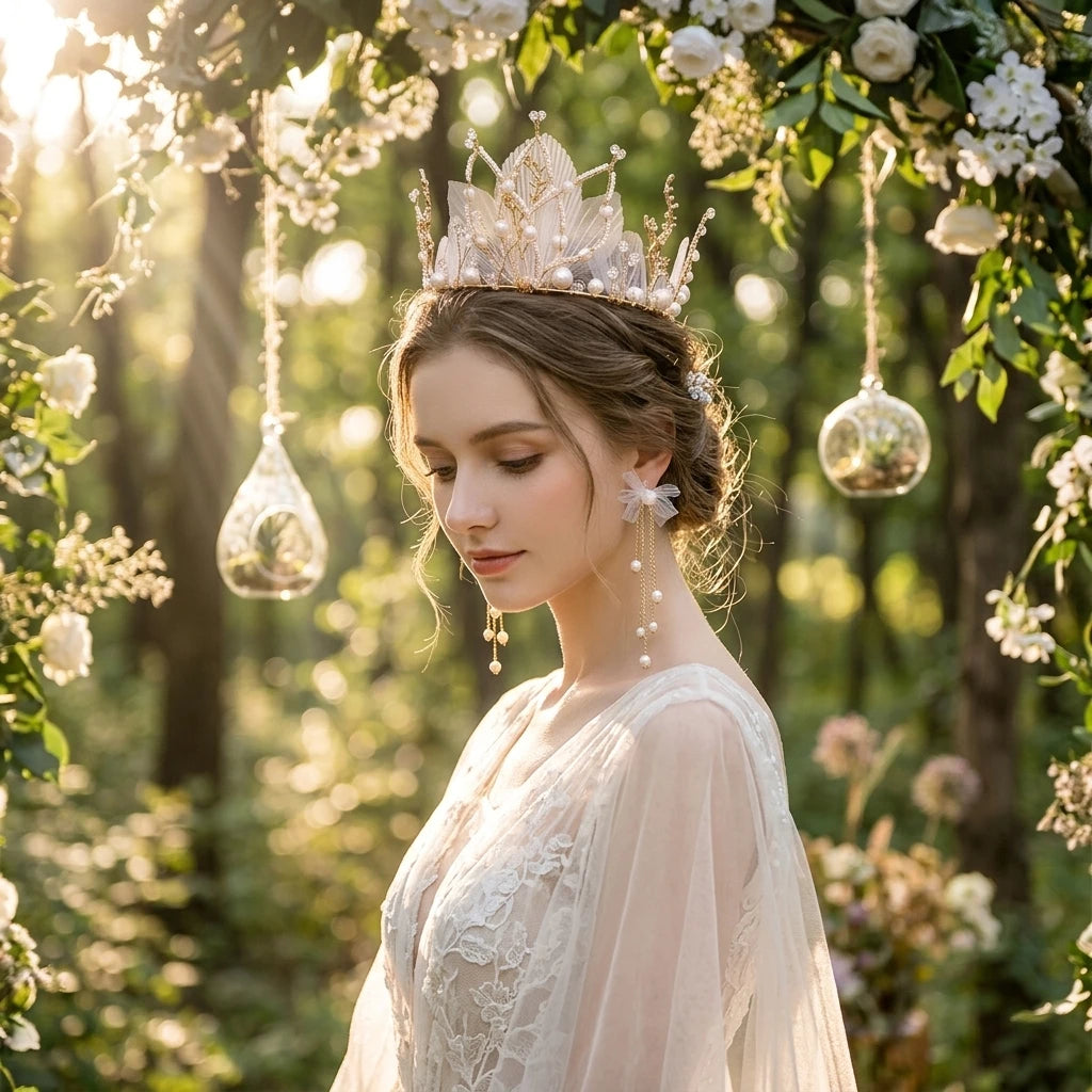 Bridal Pearl Crown Hair Accessories Set With Natural Style For Wedding Photography Peaceful Pleasures Health and Wellness