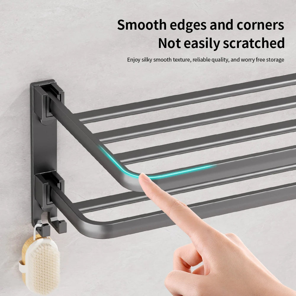 Wall Mounted Double Towel Rack – Thickened Space Aluminum
