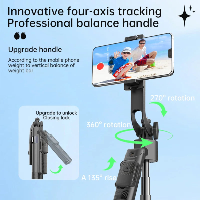 AI Smart Tracking Selfie Stick Tripod | 360° 4-Axis Stabilizer Peaceful Pleasures Health and Wellness