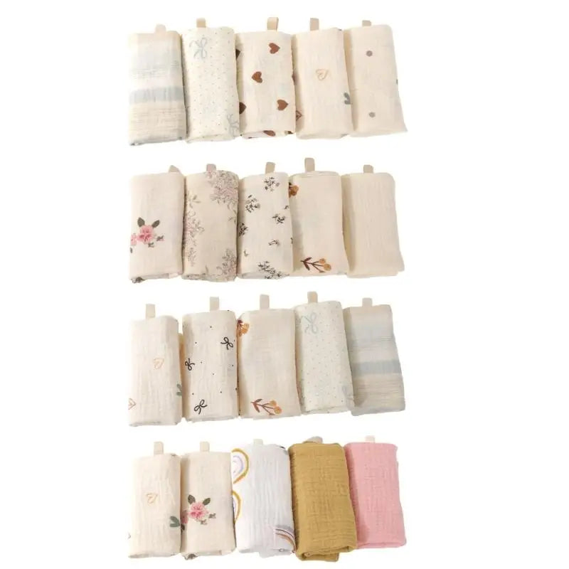 Baby Washcloths 5-Pack | 4-Layer Soft Cotton Muslin Towels