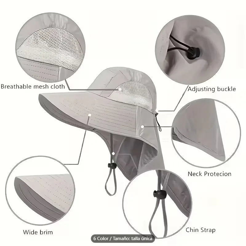 Waterproof Bucket Hat Wide Brim UV Sun Protection & Neck Cover