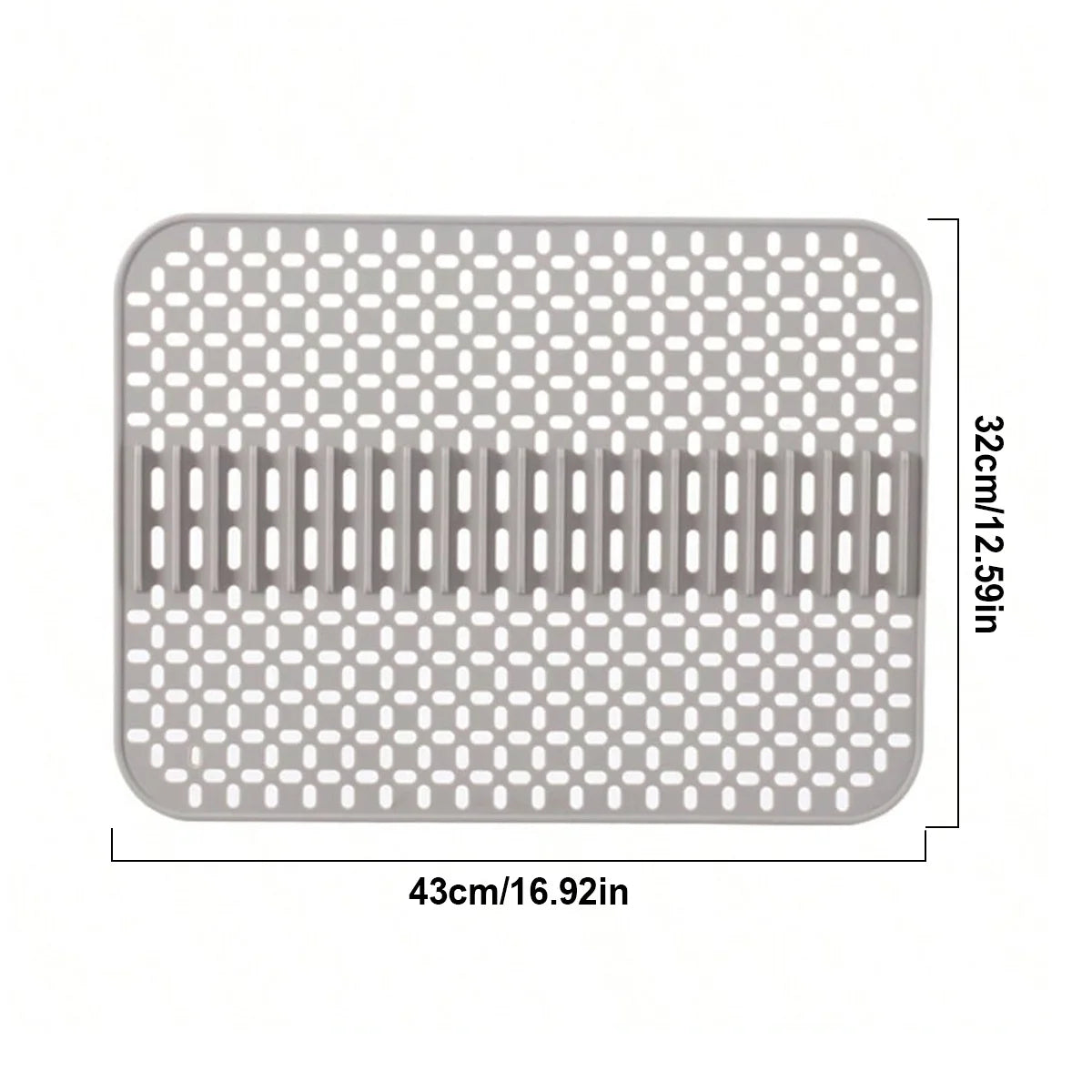 Silicone Sink Mat Protectors for Kitchen 16.9''x 12.5'', Rubber Non-Slip Folding Sink-Protector of Porcelain Sinks Peaceful Pleasures Health and Wellness Light Grey 32x43 cm