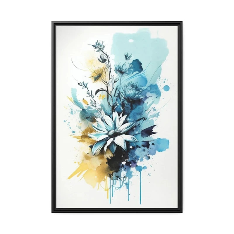 Colorful Flowers Watercolor Canvas Wall Art Print | Unframed