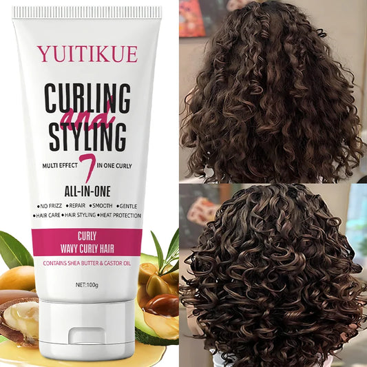YUITIKUE 7-in-1 Curling Cream 100g - Defines Curls, Controls Frizz, Adds Shine & Moisture, Heat Protection for Curly/Wavy Hair Peaceful Pleasures Health and Wellness Default Title