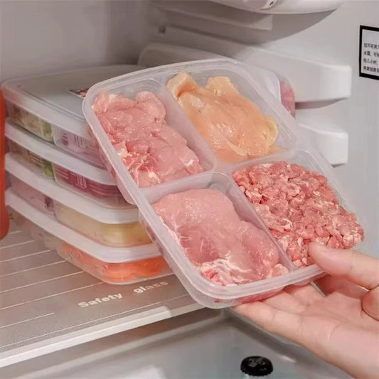 4-Compartment Fridge Food Storage Box with Lid | Freezer Safe Food Storage Container Oasis Select