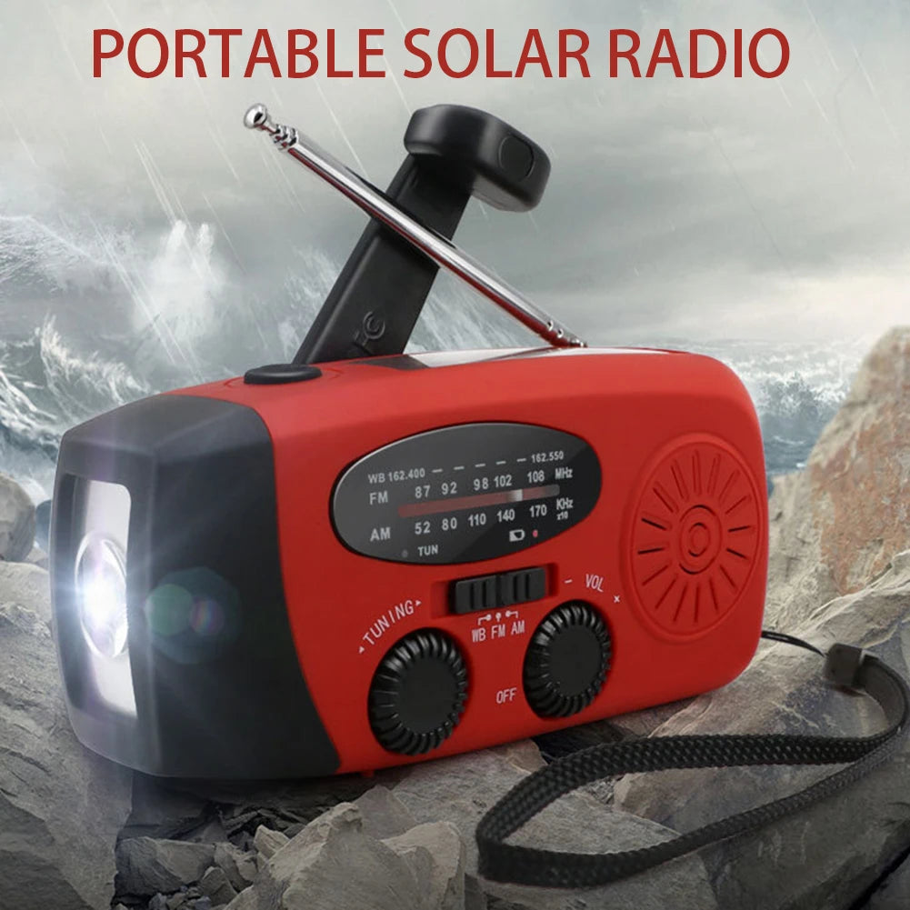 Portable Wind Up Fm Radio Portable Emergency Hand Crank Radio Multi Functional Solar Dynamo AM/FM/NOAA With USB Phone Charger Peaceful Pleasures Health and Wellness