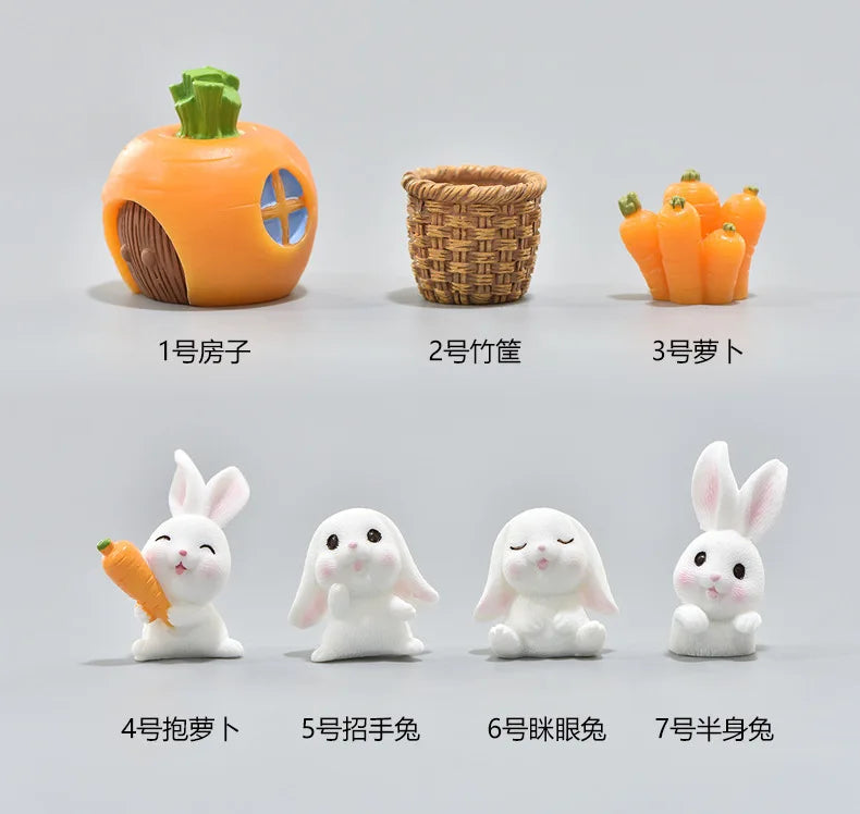 Cute Mini Resin Bunny Easter Decorations Home Miniature Landscape Decor Small Rabbit Figurines DIY Garden Dollhouse Ornament Peaceful Pleasures Health and Wellness 1set