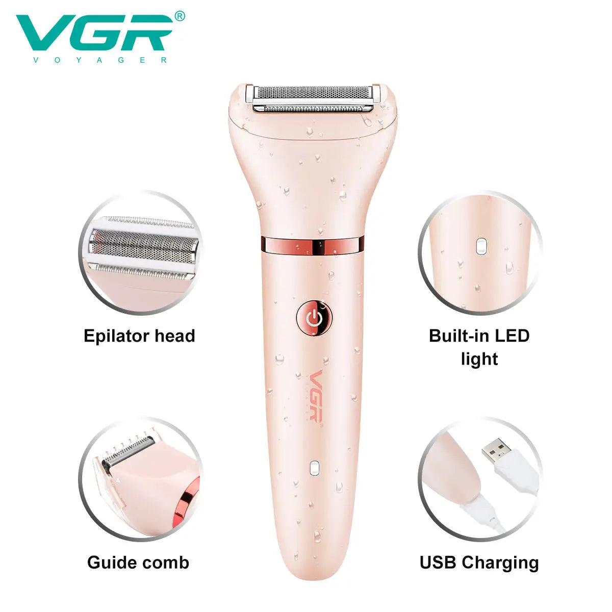 VGR 735 3-in-1 Hair Removal Device for Women, Shaver for Removing Scars, Electric Rechargeable Professional Hair Trimmer Peaceful Pleasures Health and Wellness