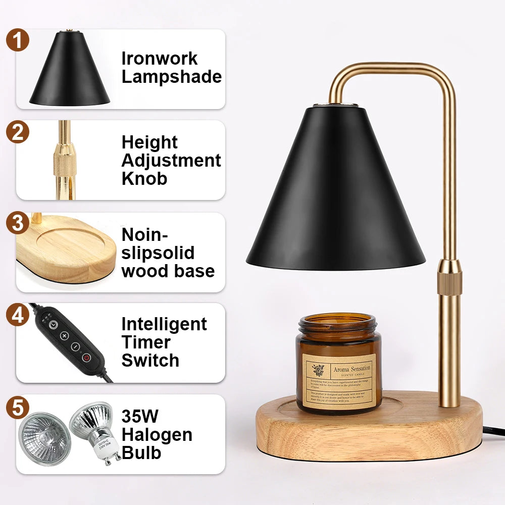 RUNTOIN Candle Warmer Lamp | Timer, Dimmer & Ironwork Shade