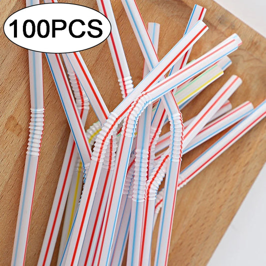 100Pcs Colorful Disposable Plastic Curved Drinking Straws Reusable Straw 21cm Wedding Party Bar Drink Accessories Birthday Peaceful Pleasures Health and Wellness 21cm 100pcs