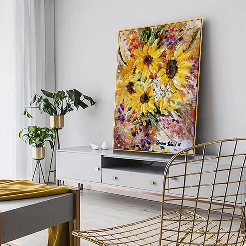 Hand Painted Acrylic Sunflower Canvas Art, Living Room, Bedroom, Corridor, Wall Decor, Modern Decoration, 50x70cm, 120x180cm Peaceful Pleasures Health and Wellness