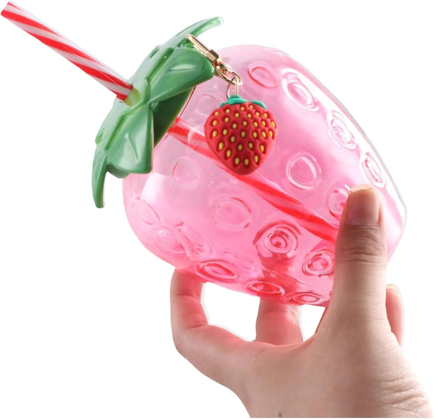 8PCS Strawberry Cups with Lids and Straws Reusable Cute Drinking Cups Strawberry Water Bottles for Hawaiian Summer Party Peaceful Pleasures Health and Wellness