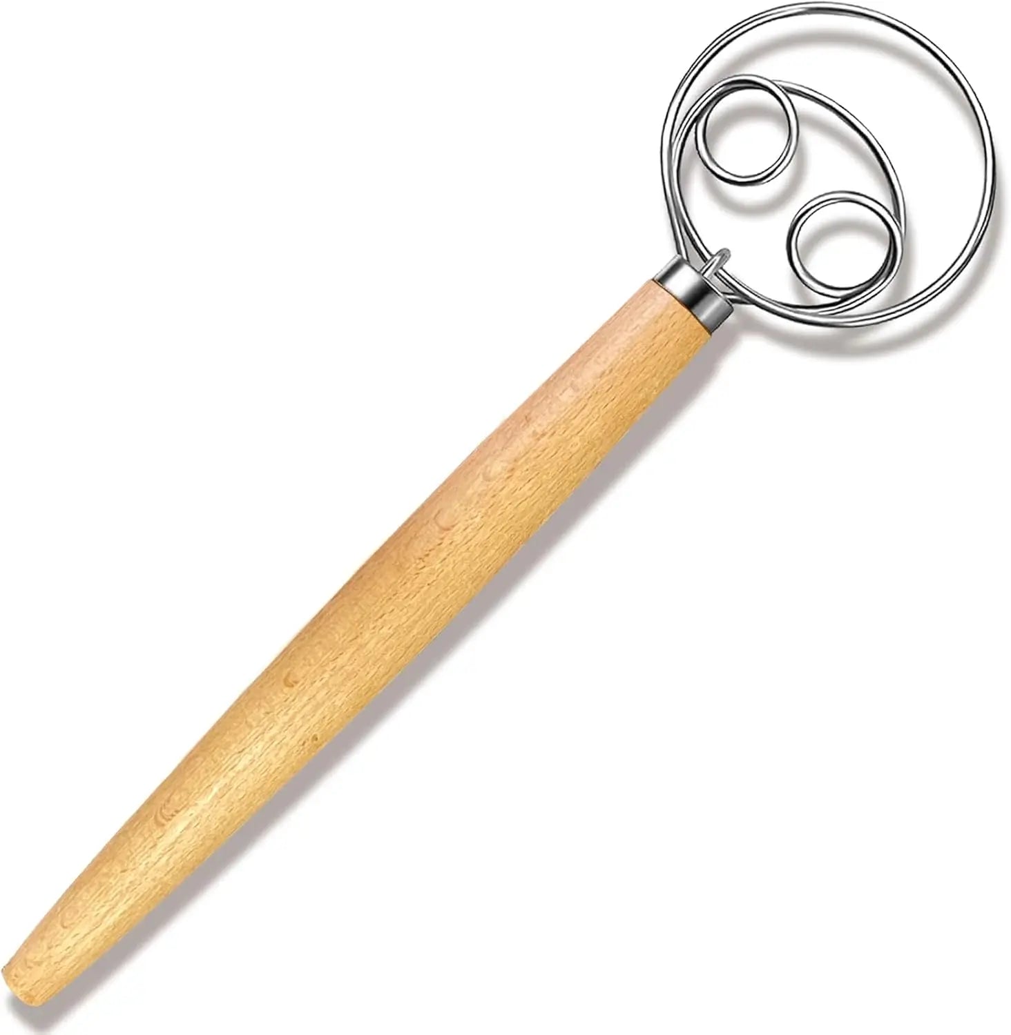 10Inch Danish Dough Whisk,Traditional Wooden Handle Danish Stainless Steel Dough Hook,Bread Whisk for Sourdough, Kitchen Tools Peaceful Pleasures Health and Wellness