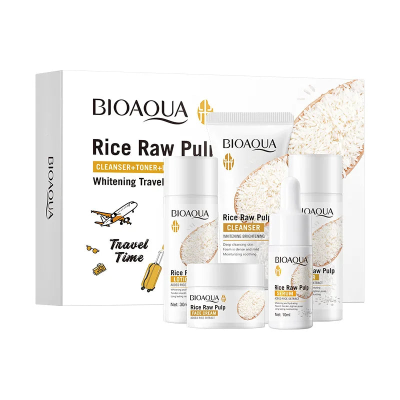 BIOAOUA Rice Puree 5-Piece Skincare Set – Brighten & Hydrate