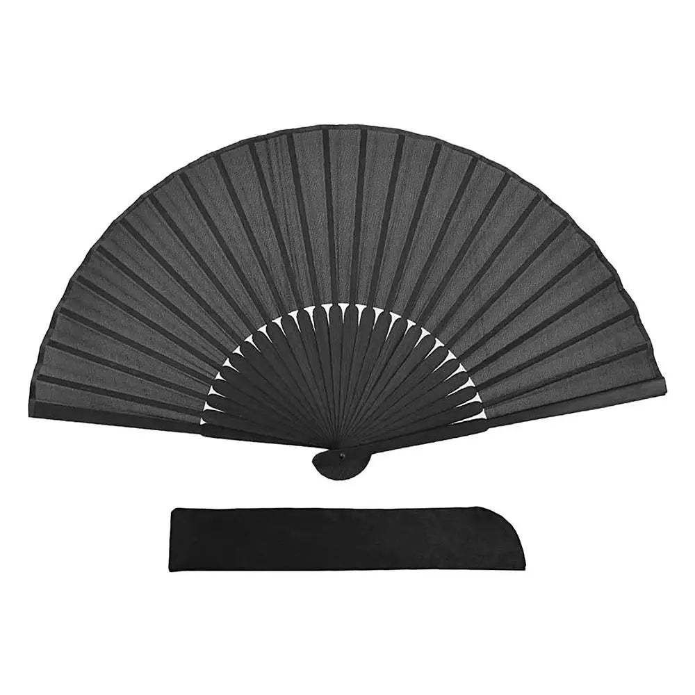 Folding Hand Fan Portable Black Silk Hand Fan Chinese Style Black Vintage Hand Fan Classic black cool ancient fan Home Gift Peaceful Pleasures Health and Wellness Black