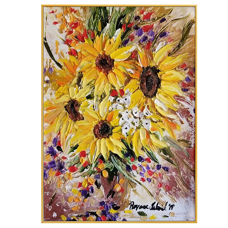Hand Painted Acrylic Sunflower Canvas Art, Living Room, Bedroom, Corridor, Wall Decor, Modern Decoration, 50x70cm, 120x180cm Peaceful Pleasures Health and Wellness
