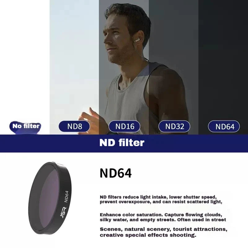 JSR Filters for DJI Osmo Action 5 Pro/4/3 – UV CPL ND Set