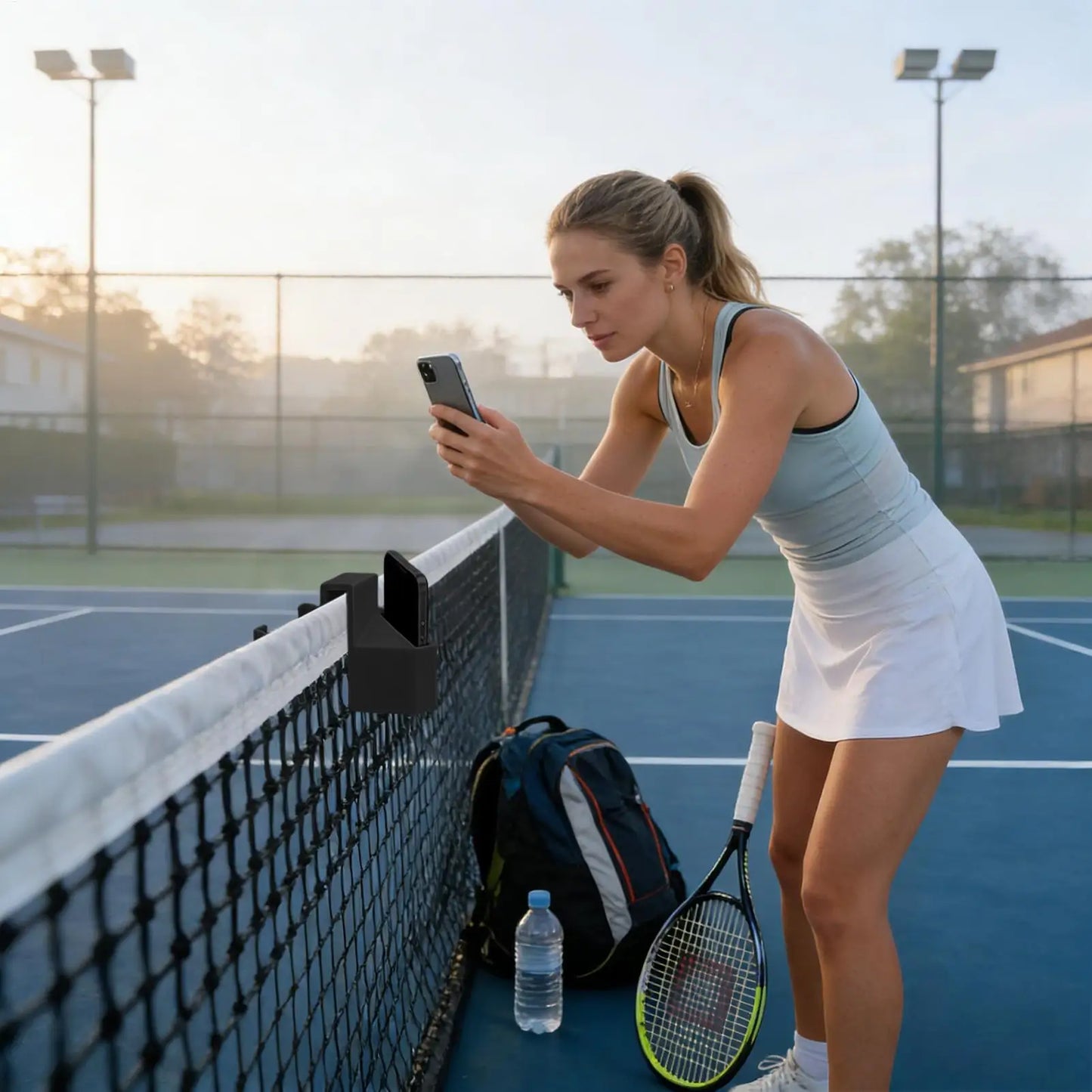 Tennis Net Camera Mount for GoPro & Phone | Anti-Slip