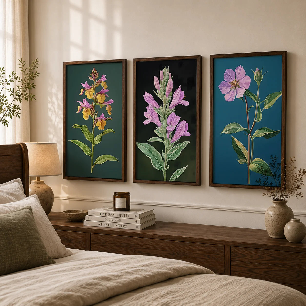 Vintage Botanical Floral Canvas Wall Art | Flower Poster Print Floral Canvas Wall Art Peaceful Pleasures Health and Wellness