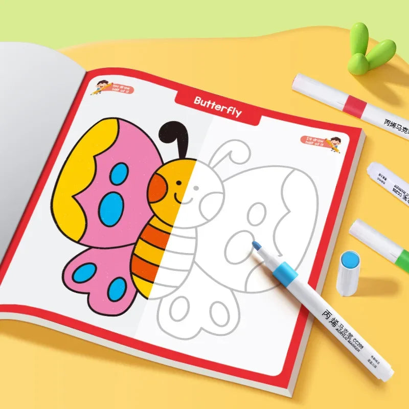 Children Coloring Book Cartoon Pattern Pen Writing Control Practice